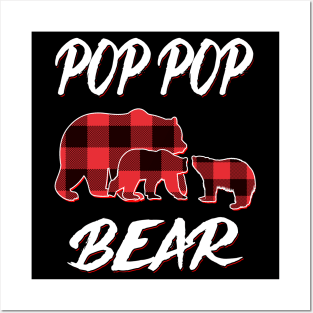 Pop Pop Bear Red Plaid Christmas Pajama Matching Family Gift Posters and Art